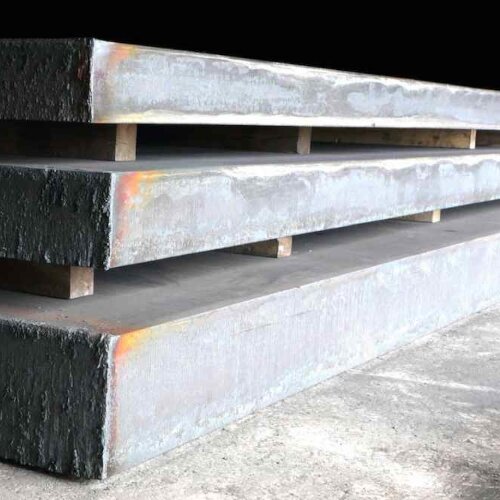 Stock of steel slabs ready for shipment